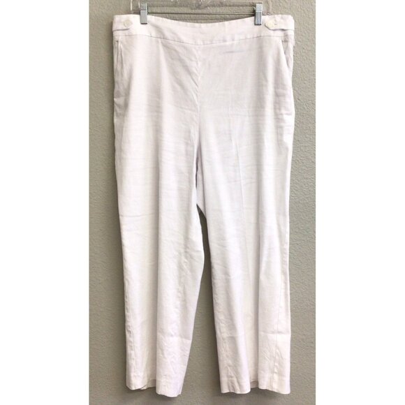 Talbots Pants Women’s 16 Petite White Linen Blend Wide Leg High Rise - Picture 1 of 8